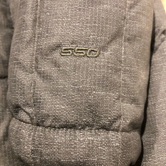 ✨ North Face ✨ 550 Down Jacket Gray/Olive pattern Coat Long Puffy Parka - Picture 7 of 10